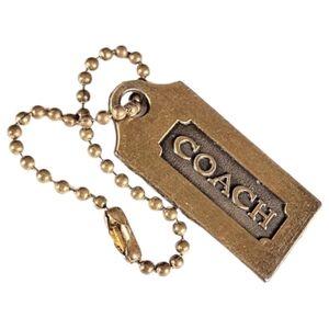 🆕 1.5" Vintage Coach Gold Tone Solid Brass Hang Tag Bag Fob Charm Keychain